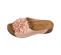 Sandali con zeppa da donna, sandali da donna senza schienale con zeppa bassa e punta aperta, pantofole con suola spessa, sandali da passeggio leggeri e comodi per passeggiate casual di quartiere, rosa