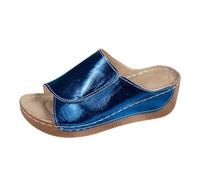 Sandali con zeppa da donna, sandali senza lacci da donna pantofole estive da donna pantofole da donna pantofole estive a piedi nudi scarpe da donna taglia sandali da donna sandali da donna, Blu, 37.5