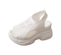 Sandali con zeppa da donna, sandalo con piattaforma molto spessa | Punta aperta, tomaia in maglia traforata, lati aperti, flangia posteriore, suola con zeppa visibile | Scarpe estive per moda outlet