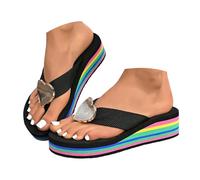Sandali con zeppa da donna, scarpe antiscivolo e traspiranti, nudi piedi bohemien, a punta aperta, con tacco a piattaforma, modello confortevole semi-sarto, sandali ortopedici chic, argento, 40.5 EU