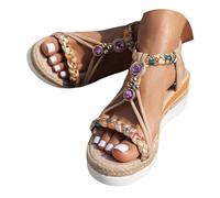Sandali con zeppa da donna, scarpe antiscivolo e traspiranti nudi, piedi bohemien, punta aperta con tacco a piattaforma, modello confortevole semi-sarto, sandali ortopedici chic cicla perfetti, viola