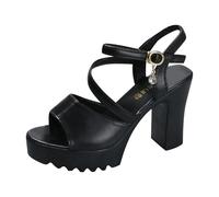 Sandali con zeppa da donna, scarpe da sera, da matrimonio, punta aperta, sandali da donna comodi e dolorosi, sandali da donna comodi con suola in memory foam, per camminare prolungato, Le Noir, 38.5