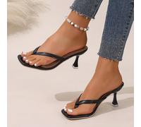 Sandali con zeppa da donna, tacchi alti a piramide, infradito estivi neri comodi, ciabatte di colore unito, sandali con tacco alto alla moda adatti per occasioni formali, feste, lavoro e uso casual, s