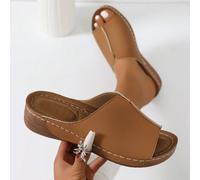 Sandali con zeppa da donna taglie forti, design semplice con suola spessa, comodi sandali con zeppa slip-on per il commercio elettronico transfrontaliero CN36,CN37,CN38,CN39,CN40,CN41,CN42,CN43Colore