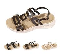 Sandali con zeppa da donna, vestibilità larga, sandali con plateau da donna, traspiranti, da spiaggia, con punta rotonda aperta, con fibbia regolabile alla caviglia, leggeri, antiscivolo, estivi, per