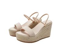 Sandali con zeppa da donna, vestibilità larga, sandali espadrillas da donna con cinturino alla caviglia regolabile punta aperta traspirante senza schienale scarpe estive antiscivolo comode plantari