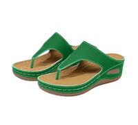 Sandali con Zeppa Donna estive,Sandalo Zeppa Donna,Women's Everyday Retro Comfortable And Versatile Thong Sandals Borse in Tela (Green, 40)