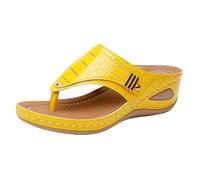 sandali con zeppa donna estive,sandalo zeppa donna,Women's Fashion Casual Summer Style Solid Color Fish Mouth Thick Bottom Slippers Pantofole Invernali Chiuse (Yellow, 43)