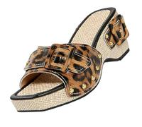 Sandali Con Zeppa Donna Fibbia Rivetto Confucius Suola In Sughero Espadrillas Piattaforma Aperte Ciabatte Casual Stilosi Punk Bohémian Scarpe Estive Mule Per Spiaggia Viaggio Festa Appuntamenti