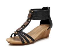 Sandali con Zeppa Donna Sandali Roman Retro con Dettagli Metallici per Uso Quotidiano e Serate Tacco Moderato