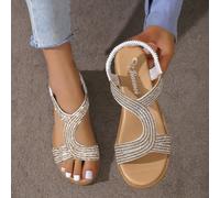 Sandali con zeppa e plateau, con punta aperta, in stile fiabesco, impreziositi da strass, comodi, ideali per l'estate e la Festa di San Valentino CN35,CN36,CN37,CN38,CN39,CN40,CN41,CN42Colore unico,Tr