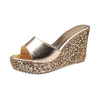 Sandali Con Zeppa Eleganti e Comodi Plateau Platform Open Toe Cross Ciabatte Con Tacco e Punta Quadrata in PVC Trasparente Neri da Spiaggia e Viaggio