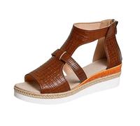 Sandali con zeppa espadrillas da donna, sandali con plateau aperti alla moda, comodi, con cerniera posteriore, con suola spessa, sandali estivi antiscivolo con supporto per arco plantare, per l'uso