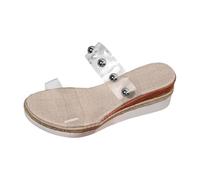 Sandali con zeppa espadrillas da donna, sandali piatti con plateau, sandali roma trasparenti, con cinturino rotondo, punta aperta, pantofola con tacco a zeppa, scarpe estive da spiaggia con cinturino