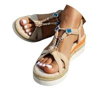 Sandali con Zeppa in Corda Donna Podoiatrici - Plateau Comodo da Spiaggia con Tacco Chic, Infradito Boho Design Antiscivolo UNI EN ISO 20347:2022, Punta Aperta Pelle Morbida per Vacanze Estive