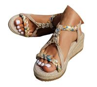 Sandali con Zeppa in Corda Donna Podoiatrici - Plateau Comodo da Spiaggia con Tacco Chic, Infradito Boho Design Antiscivolo UNI EN ISO 20347:2022, Punta Aperta Pelle Morbida per Vacanze Estive