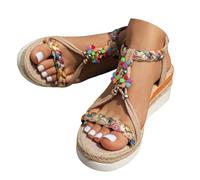 Sandali con Zeppa in Corda Donna Podoiatrici - Plateau Comodo da Spiaggia con Tacco Chic, Infradito Boho Design Antiscivolo UNI EN ISO 20347:2022, Punta Aperta Pelle Morbida per Vacanze Estive