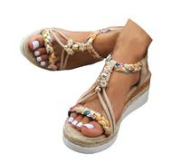 Sandali con Zeppa in Corda Donna Podoiatrici - Plateau Comodo da Spiaggia con Tacco Chic, Infradito Boho Design Antiscivolo UNI EN ISO 20347:2022, Punta Aperta Pelle Morbida per Vacanze Estive