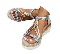 Sandali con Zeppa in Corda Donna Podoiatrici - Plateau Comodo da Spiaggia con Tacco Chic, Infradito Boho Design Antiscivolo UNI EN ISO 20347:2022, Punta Aperta Pelle Morbida per Vacanze Estive