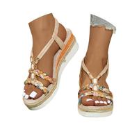 Sandali con Zeppa in Corda Donna Podoiatrici - Plateau Comodo da Spiaggia con Tacco Chic, Infradito Boho Design Antiscivolo UNI EN ISO 20347:2022, Punta Aperta Pelle Morbida per Vacanze Estive
