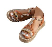 Sandali con Zeppa in Corda Donna Podoiatrici - Plateau Comodo da Spiaggia con Tacco Chic, Infradito Boho Design Antiscivolo UNI EN ISO 20347:2022, Punta Aperta Pelle Morbida per Vacanze Estive
