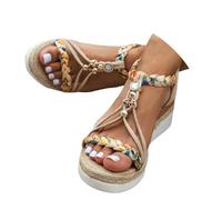 Sandali con Zeppa in Corda Donna Podoiatrici - Plateau Comodo da Spiaggia con Tacco Chic, Infradito Boho Design Antiscivolo UNI EN ISO 20347:2022, Punta Aperta Pelle Morbida per Vacanze Estive