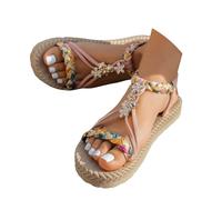 Sandali con Zeppa in Corda Donna Podoiatrici - Plateau Comodo da Spiaggia con Tacco Chic, Infradito Boho Design Antiscivolo UNI EN ISO 20347:2022, Punta Aperta Pelle Morbida per Vacanze Estive