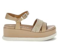 Sandali con zeppa media Stonefly ARIANNA 223737 in pelle marrone chiaro e rafia - Donna, marrone, 39 EU