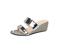Sandali con zeppa metallica a doppia cinghia, stile espadrillas, Argento, 38.5 EU