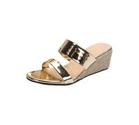 Sandali con zeppa metallica a doppia cinghia, stile espadrillas, Oro, 39.5 EU