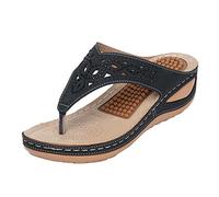 Sandali con zeppa per le donne scarpe con comodo cuscino plantare sandali ortopedici da donna infradito eleganti estive da passeggio sandalo con zeppa massaggio infradito calzature cavo traspirante