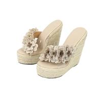 Sandali con Zeppa Platform e Decorazione Floreale 3D da Donna