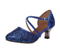 sandali da ballo donna colore moda paillettes balli latini scarpe da ballo sandali donna scarpe plateau, Blu, 40 EU Larga