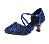 sandali da ballo donna colore moda paillettes ballo ballo balli latini sandali donna sandali donna sandali argento zeppa, Blu, 39 EU Larga