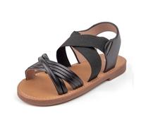 Sandali da bambina comodi per l'uso quotidiano, scarpe estive leggere traspiranti per bambini attivi, ideali per attività all'aperto a scuola, Nero , 25 EU Estrecho