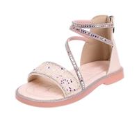 Sandali da bambina con 36 scarpe per bambini, con strass, da principessa, con chiusura lampo, sandali estivi piatti, in similpelle, antiscivolo, per il tempo libero, per matrimoni, feste di compleanno