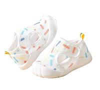 - Sandali da bambina con punta piatta, non slio, semi aperta, traspiranti e morbide, scarpe primi passi, beige., 19 EU