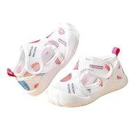 - Sandali da bambina con punta piatta, non slio, semi aperta, traspiranti e morbide, scarpe primi passi, Colore: rosa., 19 EU