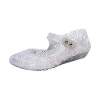 Sandali da bambina estivi per bambini, traspiranti, leggeri, con suola morbida, con paillettes, antiscivolo, da spiaggia, tinta unita, per cosplay, perfetti per le principesse, bianco, 27 EU