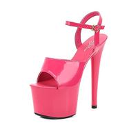 Sandali da Donna 17cm Tacchi Alti Sexy Stripper Performance sul palco Pole Dancing Tacchi Alti Discoteca Party Dance Sandali con Plateau,Rose Red,37 EU