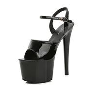 Sandali da Donna 17cm Tacchi Alti Sexy Stripper Performance sul palco Pole Dancing Tacchi Alti Discoteca Party Dance Sandali con Plateau,Nero,37 EU