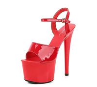 Sandali da Donna 17cm Tacchi Alti Sexy Stripper Performance sul palco Pole Dancing Tacchi Alti Discoteca Party Dance Sandali con Plateau,Rosso,40 EU