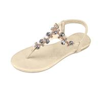 Sandali da donna 2026 versione coreana estiva con strass oversize punta da spiaggia, scarpe da vacanza, Beige, 5 UK 3X-Narrow