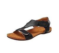 Sandali da donna a piedi confortevoli piattaforme scarpe da spiaggia antiscivolo traspiranti tong punta aperta boemia cicla donna ideale regalo proteggi cavigliere premium, Nero , 42 EU