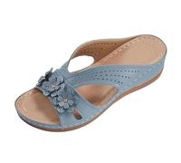 Sandali da donna a piedi nudi, robusti e alla moda, adatti per avventure e viaggi, con suola stabile e buona tenuta per passi, sandali piatti da donna estivi, Celeste., 39 EU