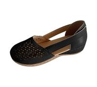 Sandali da donna a punta chiusa, scarpe da donna, sandali piatti larghi da donna, scarpe ortopediche con supporto per arco plantare, pantofole estive con plateau, sandali da passeggio comodi, Nero