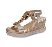 Sandali da donna a punta chiusa, traspiranti, senza lacci, per un comfort casual, da indossare tutti i giorni, con pantaloncini, jeans, pantaloni primaverili, estate, autunno, calzature leggere, Oro