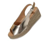 Sandali da donna alla moda casual primavera estate versatile grande spiaggia zeppa piattaforma sandali, Oro, 36.5 EU