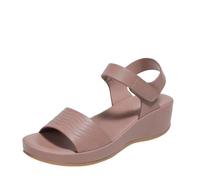 Sandali da donna alla moda con zeppa con zeppa aperta Hook & Loop Comfort casual estate spiaggia romana scarpe, Viola, 39.5 EU