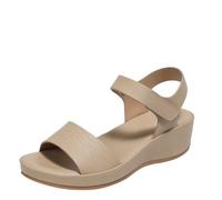 Sandali da donna alla moda con zeppa con zeppa aperta Hook & Loop Comfort casual estate spiaggia romana scarpe, Albicocca, 41 EU